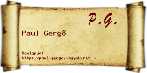 Paul Gergő névjegykártya