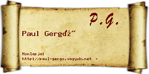 Paul Gergő névjegykártya